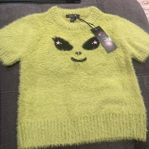 ✨ dELiA*s Fuzzy Alien Knit Sweater Tee – Lime Green (XXS, NWT) ✨